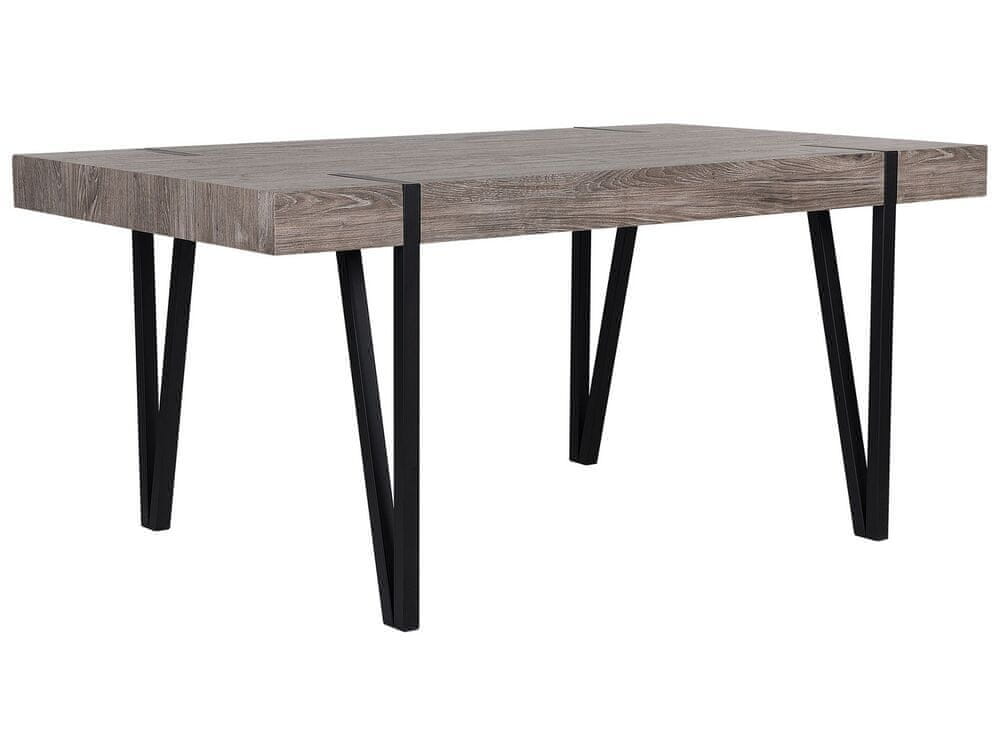Beliani Jedálenský stôl 180 x 90 cm tmavé drevo/čierna ADENA